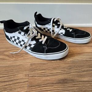 VANS mens 11.5 black white old skool checkered suede sneakers